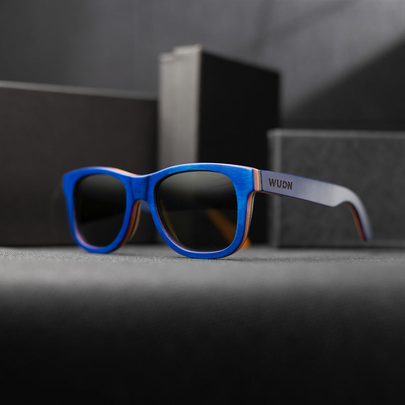 Recycled Skatedeck Escalator Blue Sunglasses by WUDN