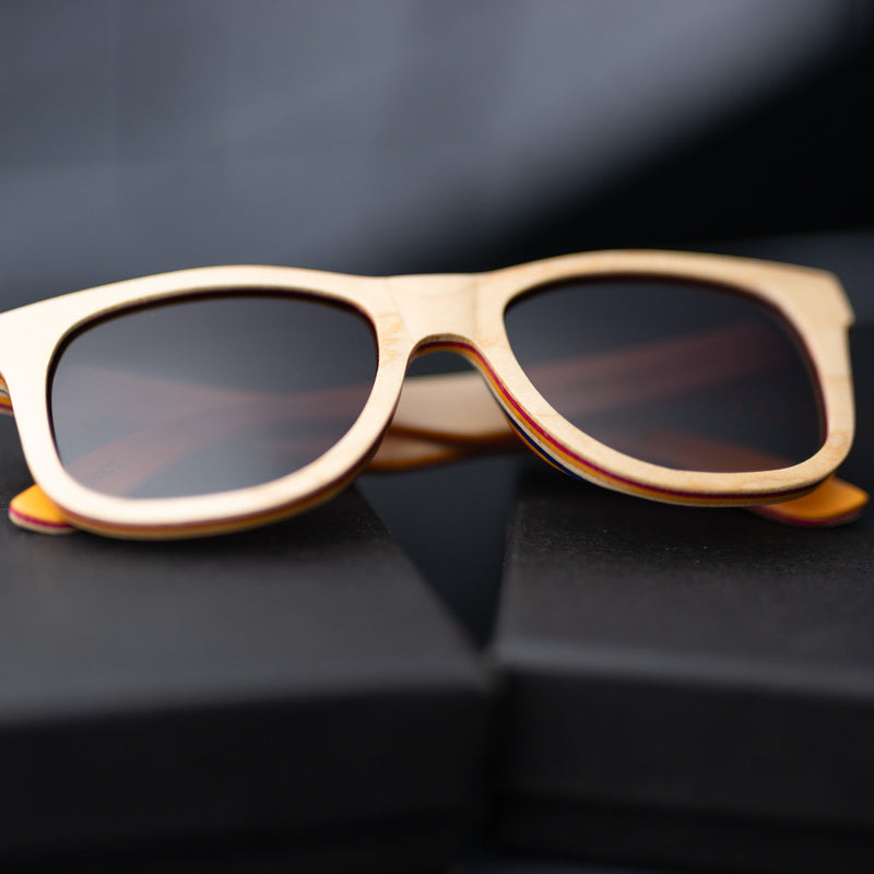 Recycled Skatedeck Kickflip Natural Sunglasses by WUDN