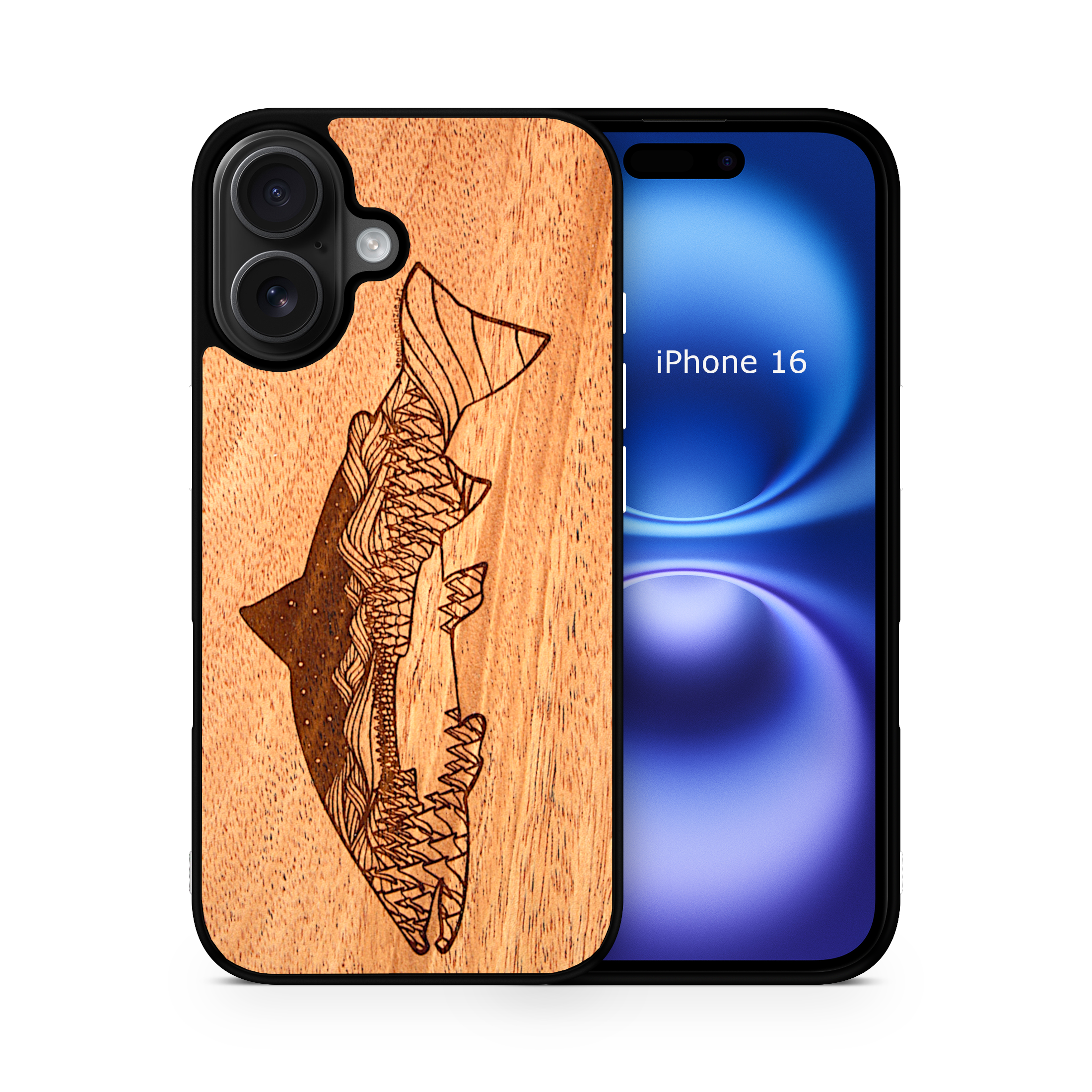 Wooden Phone Case (Outdoor Adventure - Salmon Night Landscape)