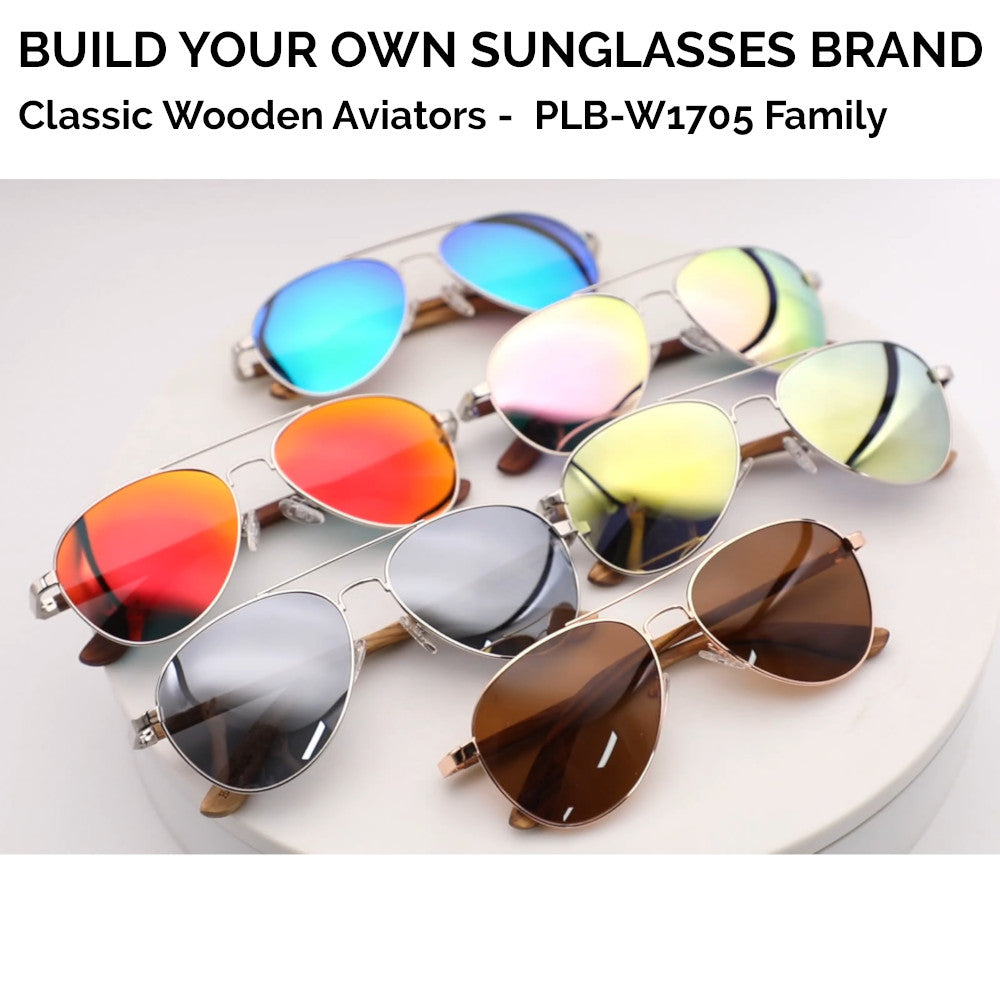 Build Your Own Sunglass Brand - 50 Classic Wooden Aviators