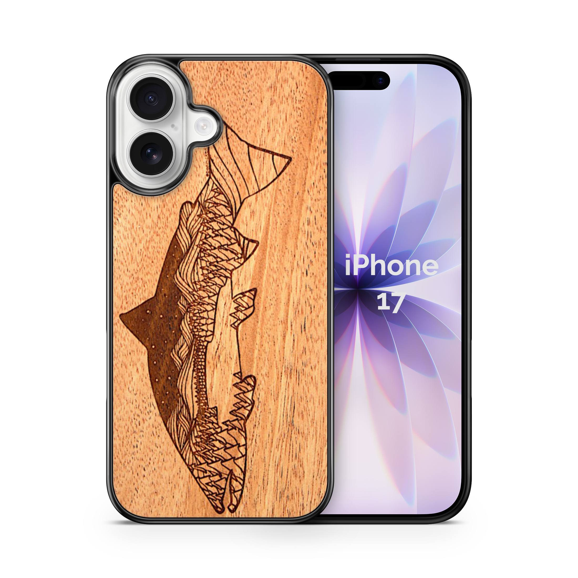 Wooden Phone Case (Outdoor Adventure - Salmon Night Landscape)