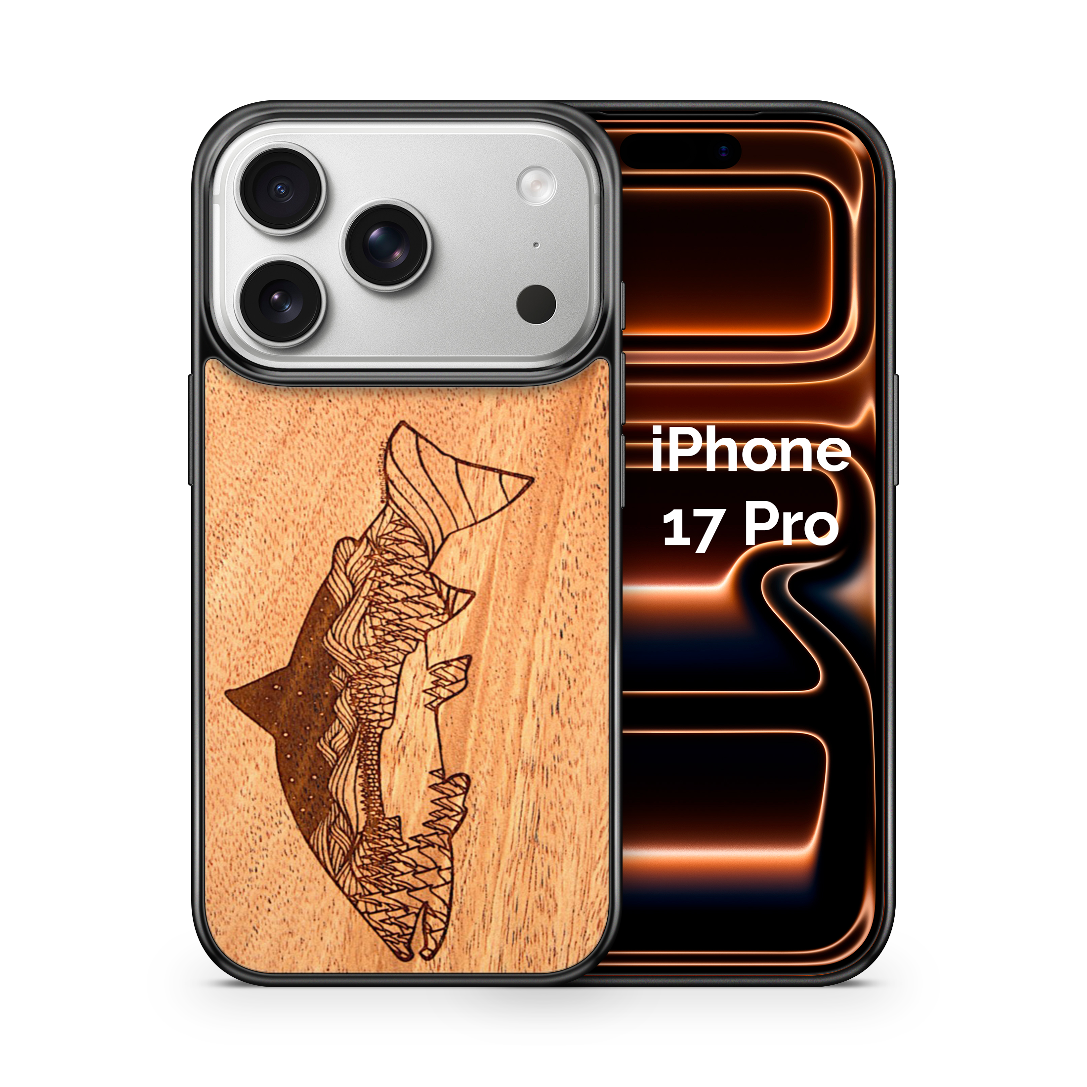 Wooden Phone Case (Outdoor Adventure - Salmon Night Landscape)