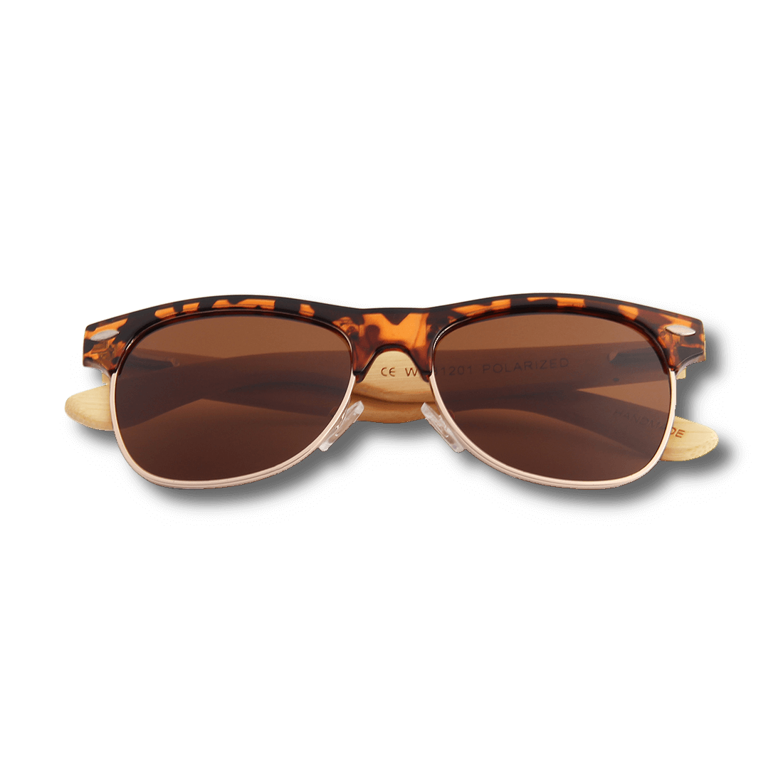 Real Bamboo Tortoise Frame Browline Style RetroShade Sunglasses by WUDN, Sunglasses - WUDN