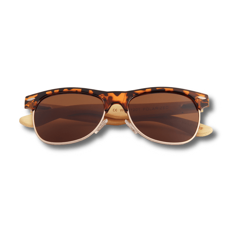 Real Bamboo Tortoise Frame Browline Style RetroShade Sunglasses by WUDN, Sunglasses - WUDN