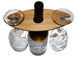Customizable Wooden Wine Glass Caddy - Two Glass, Bar - WUDN