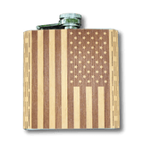6 oz Wooden American Flag Hip Flask
