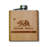 6 oz. Wooden Hip Flask (California Republic Flag in Mahogany)