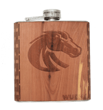 BSU Bronco - 6 oz. Wooden Hip Flask, Bar - WUDN