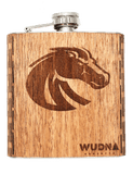 BSU Bronco - 6 oz. Wooden Hip Flask, Bar - WUDN