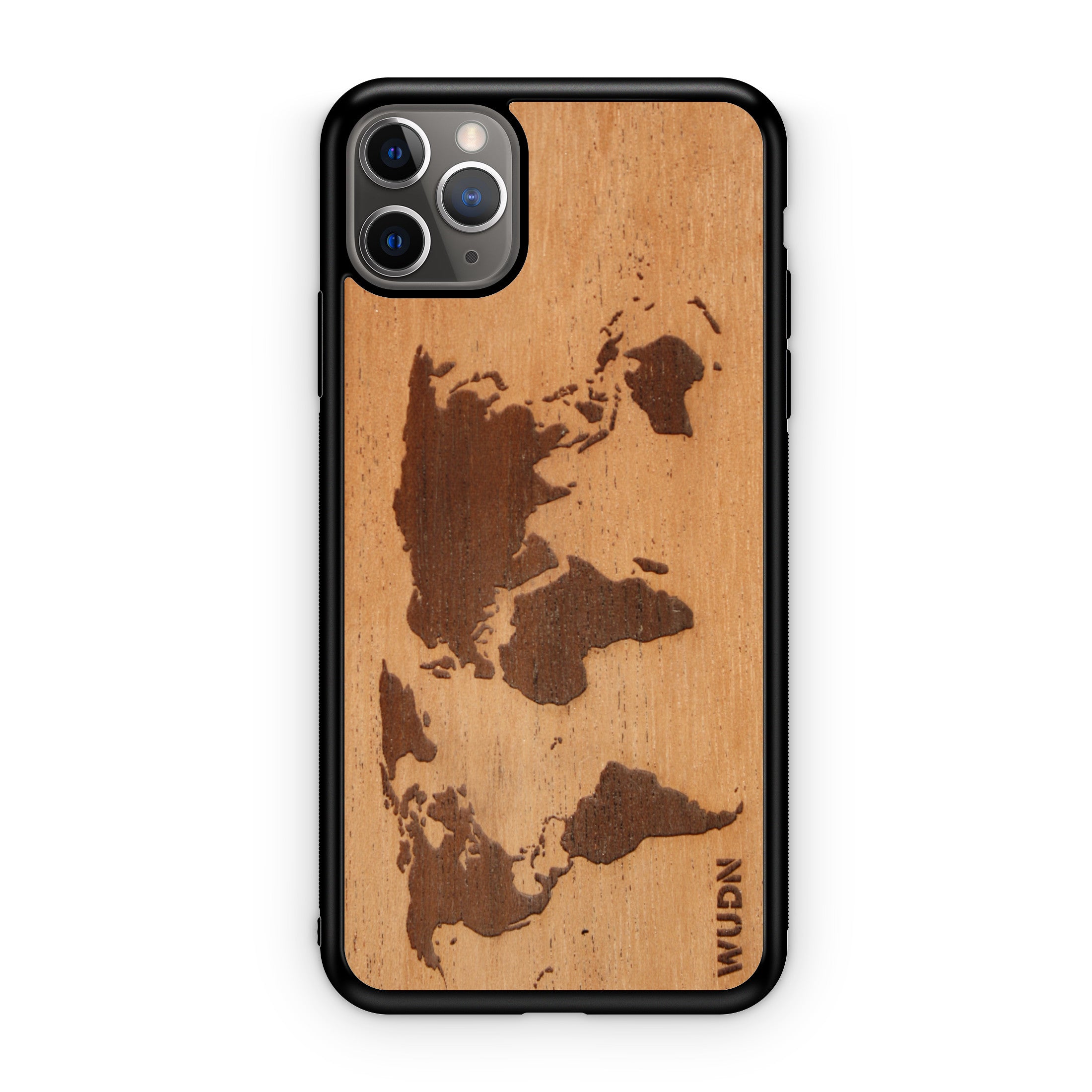 Slim Wooden iPhone Case (World Map Traveler in Mahogany)