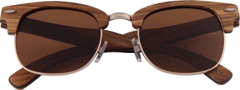 Real Zebra 1/2 Wood Browline Style RetroShade Sunglasses by WUDN, Sunglasses - WUDN