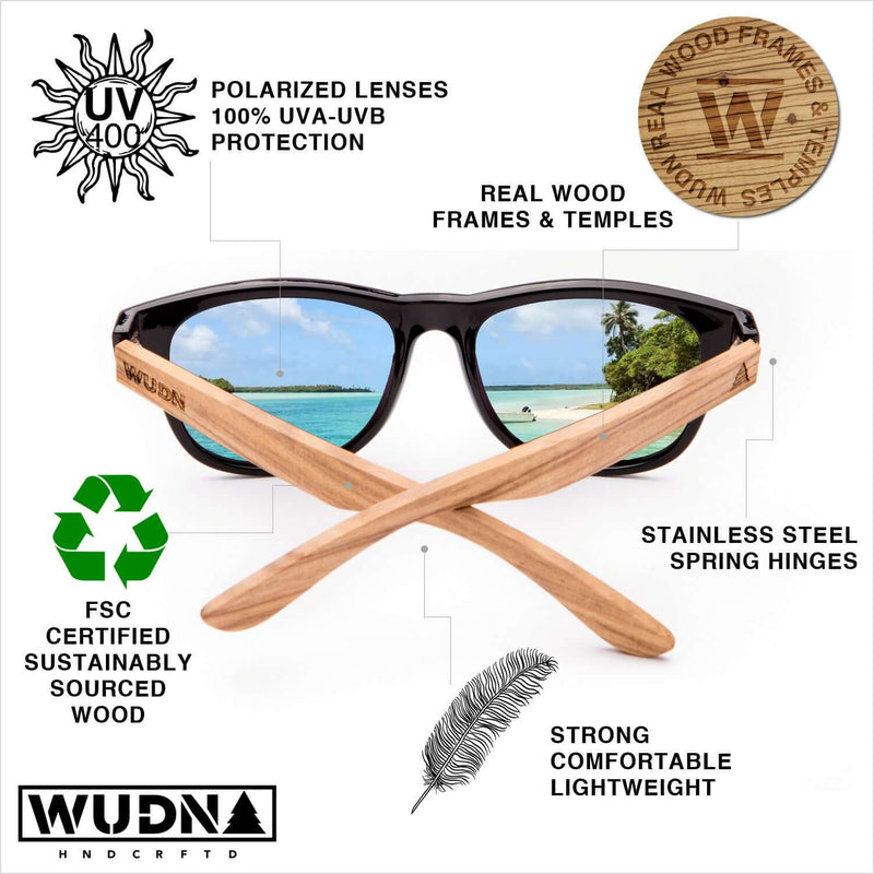 Real Zebra Wood Tortoise Frame Wanderer Sunglasses by WUDN, Sunglasses - WUDN