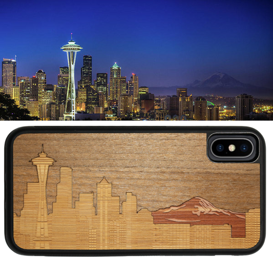 The New Seattle Skyline Traveler Wooden iPhone Case