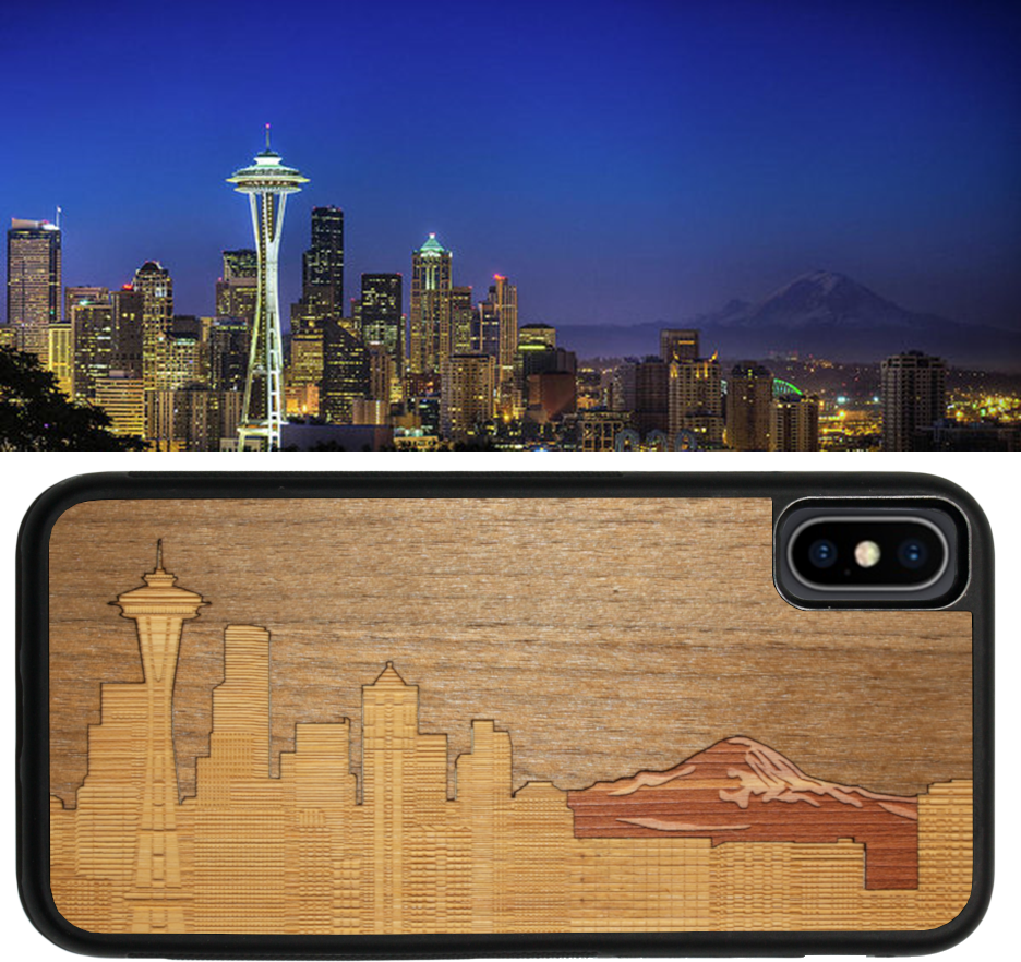 The New Seattle Skyline Traveler Wooden iPhone Case