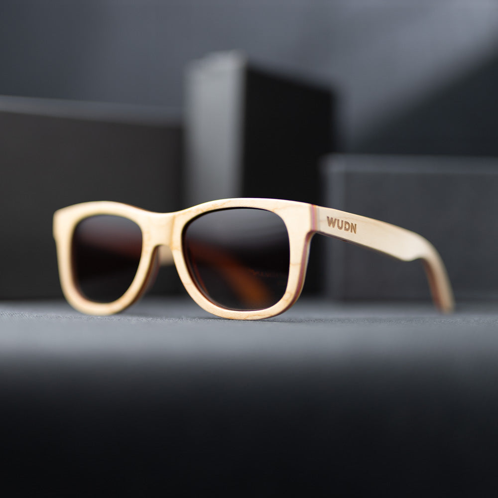 Recycled Skatedeck Kickflip Natural Sunglasses by WUDN
