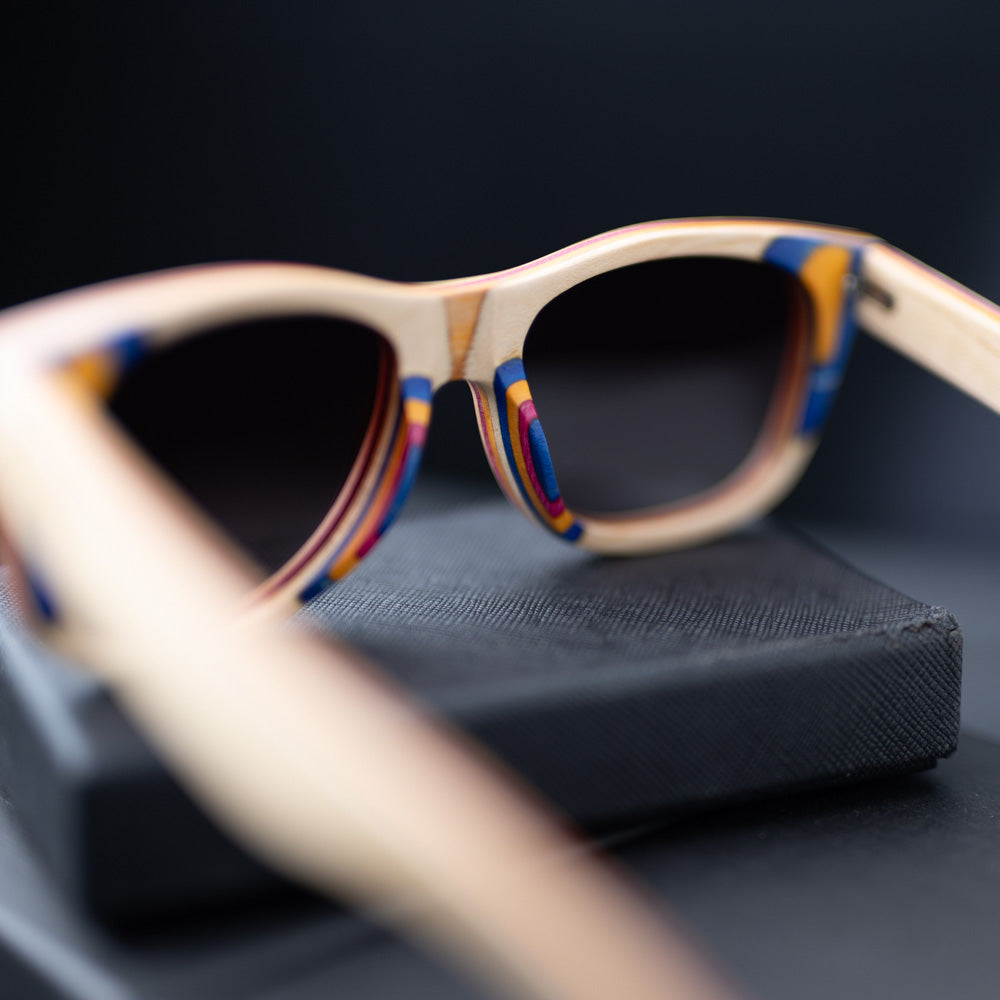Recycled Skatedeck Kickflip Natural Sunglasses by WUDN