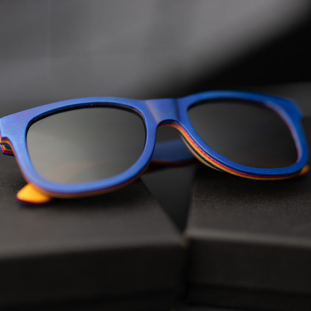 Recycled Skatedeck Escalator Blue Sunglasses by WUDN