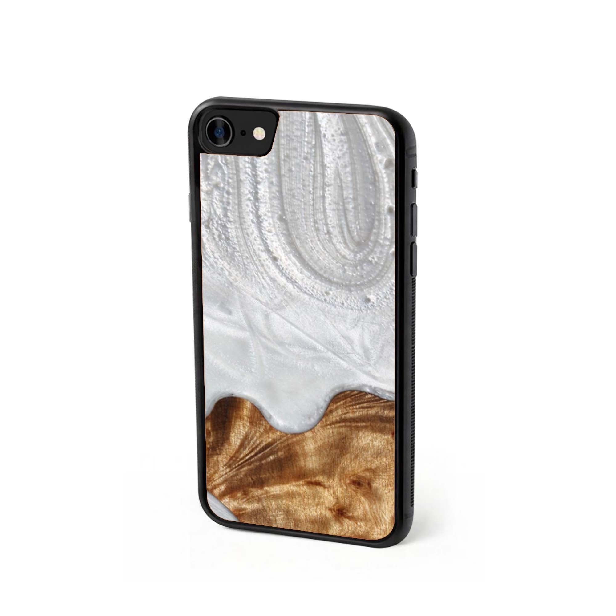 Slim Resin & Wood iPhone Case (Coastline Collection - Arctic White)