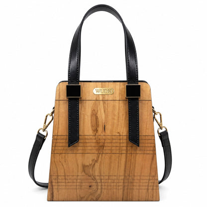 WUDN Wooden toote for Women – Real Wood & Vegan Leather Handbag, Crossbody & Shoulder Bag