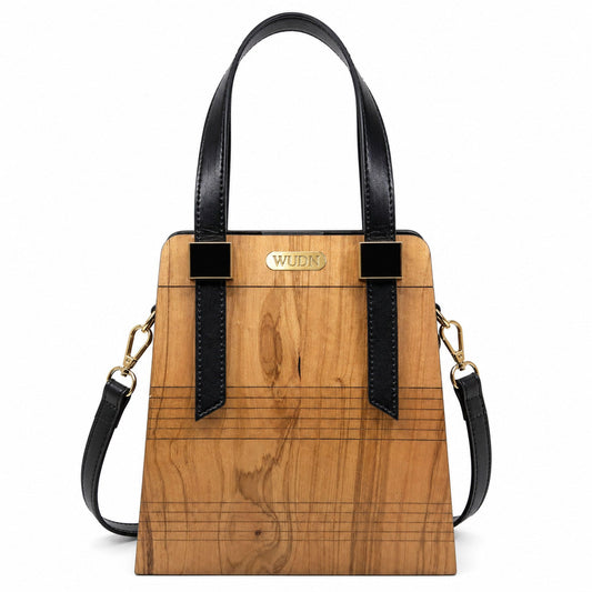 WUDN Wooden toote for Women – Real Wood & Vegan Leather Handbag, Crossbody & Shoulder Bag