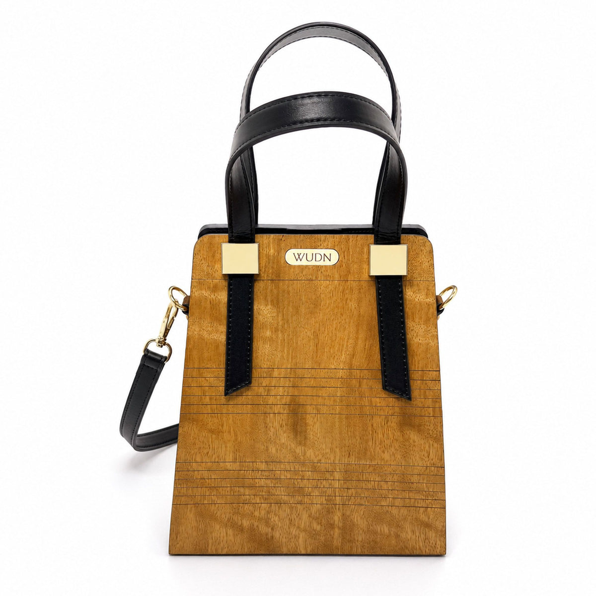 WUDN Wooden toote for Women – Real Wood & Vegan Leather Handbag, Crossbody & Shoulder Bag