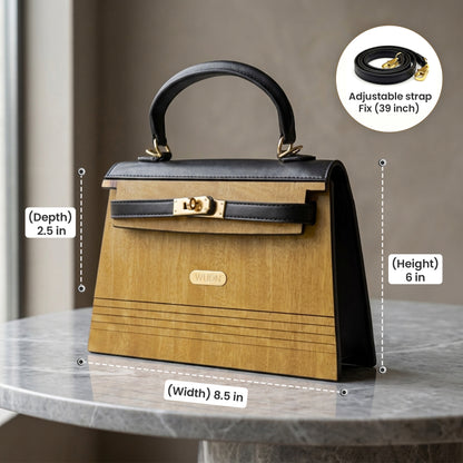 WUDN Wooden Purse for Women – Real Wood & Vegan Leather Handbag, Crossbody & Shoulder Bag