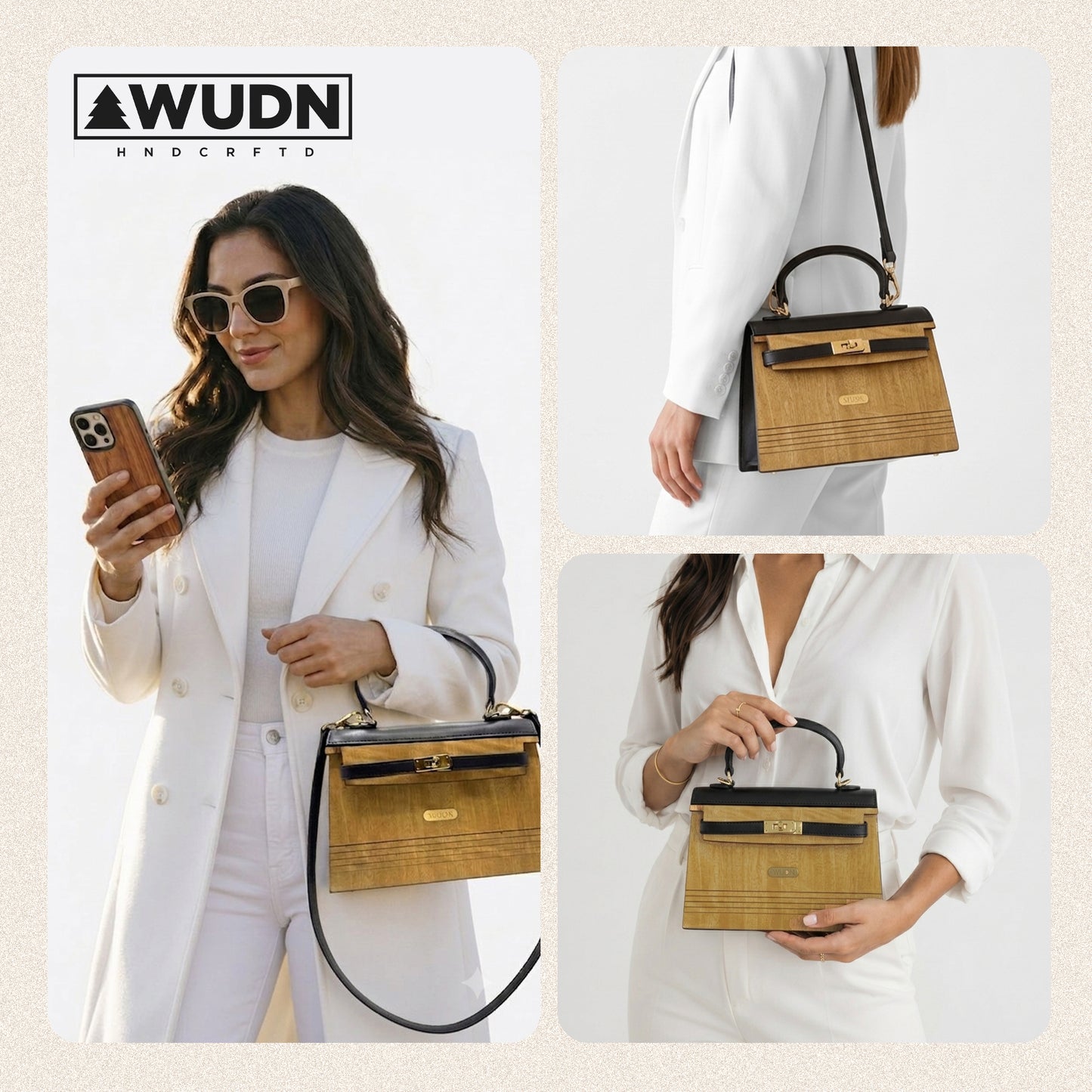 WUDN Wooden Purse for Women – Real Wood & Vegan Leather Handbag, Crossbody & Shoulder Bag