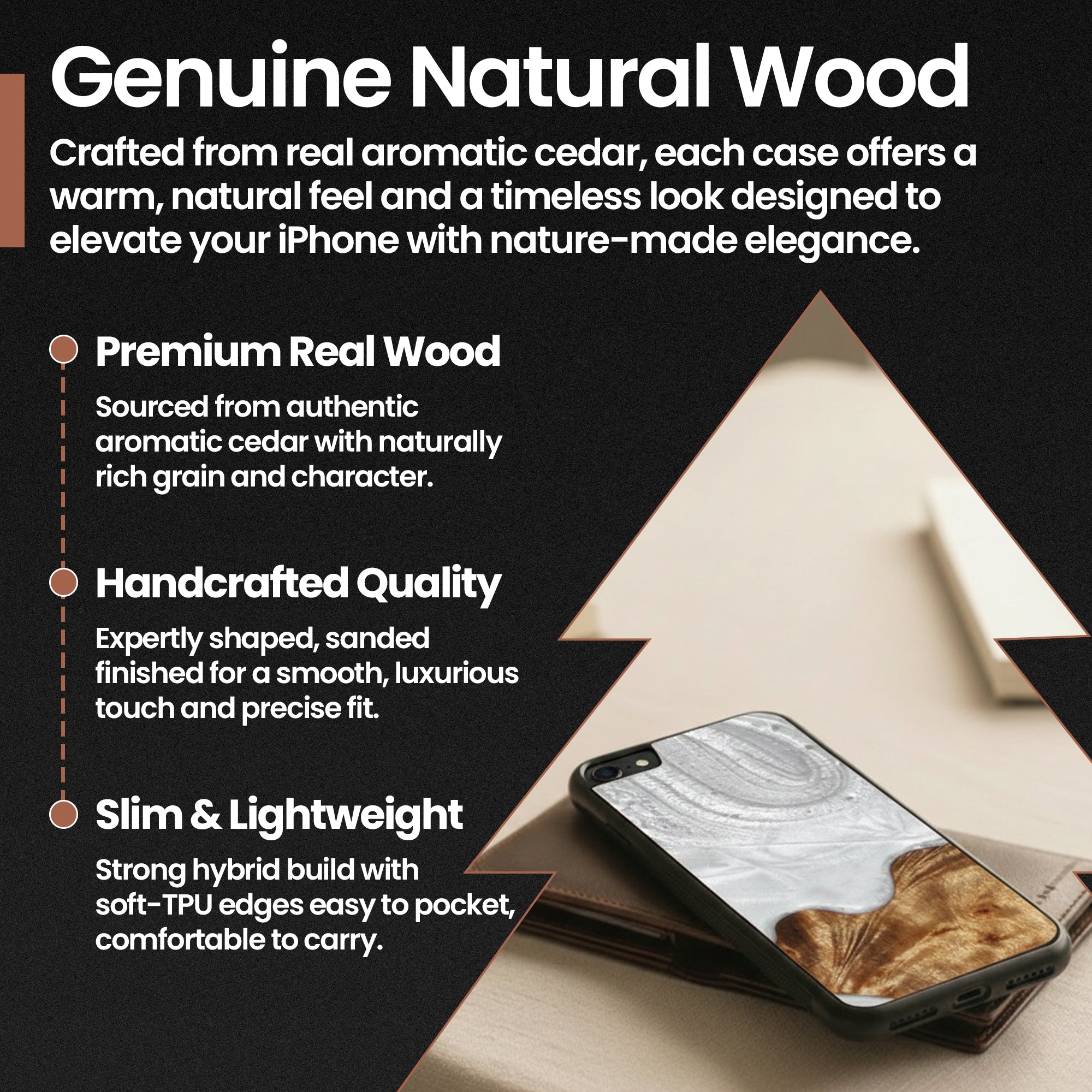 Slim Resin & Wood iPhone Case (Coastline Collection - Arctic White)