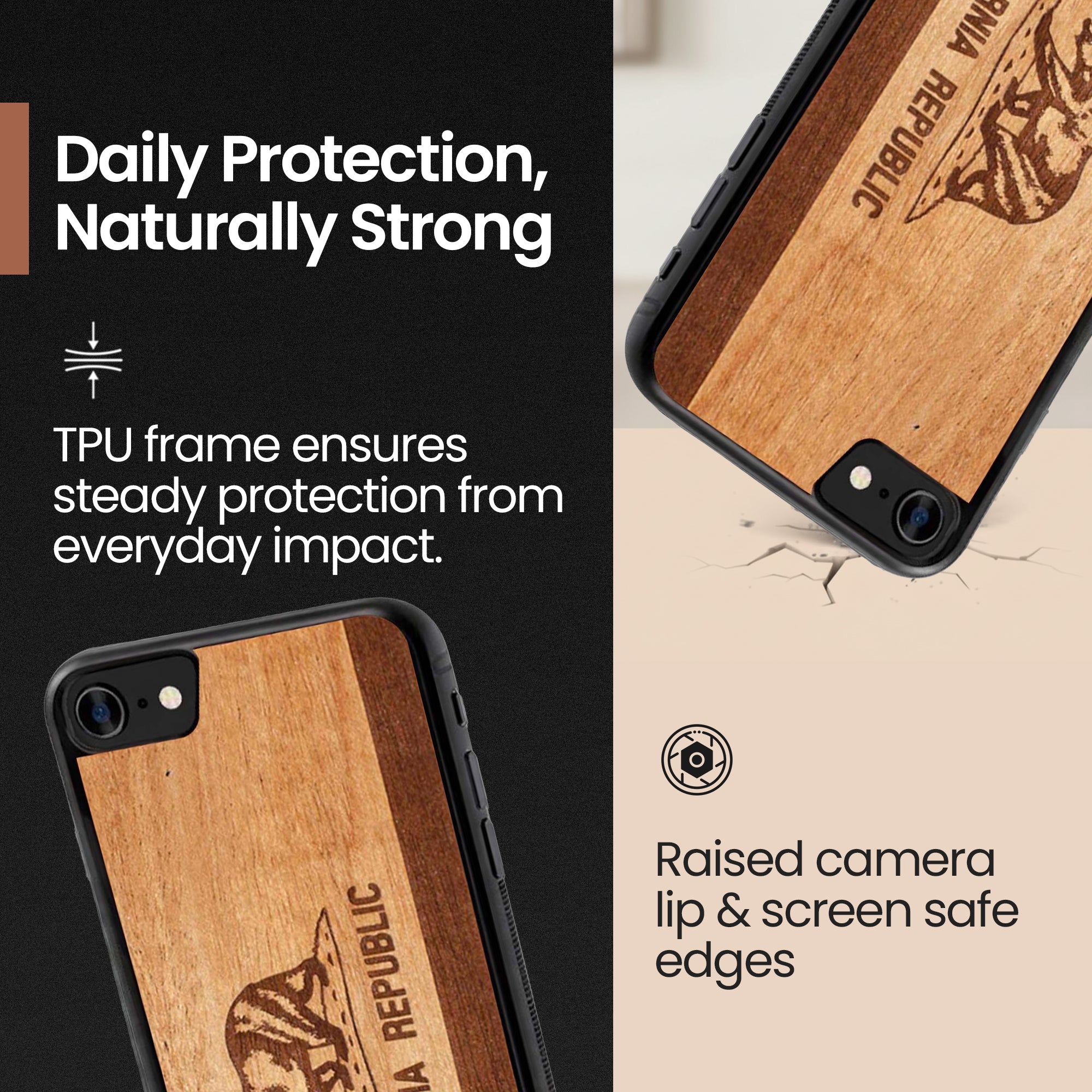 Slim Wooden iPhone Case | California Republic in Mahogany