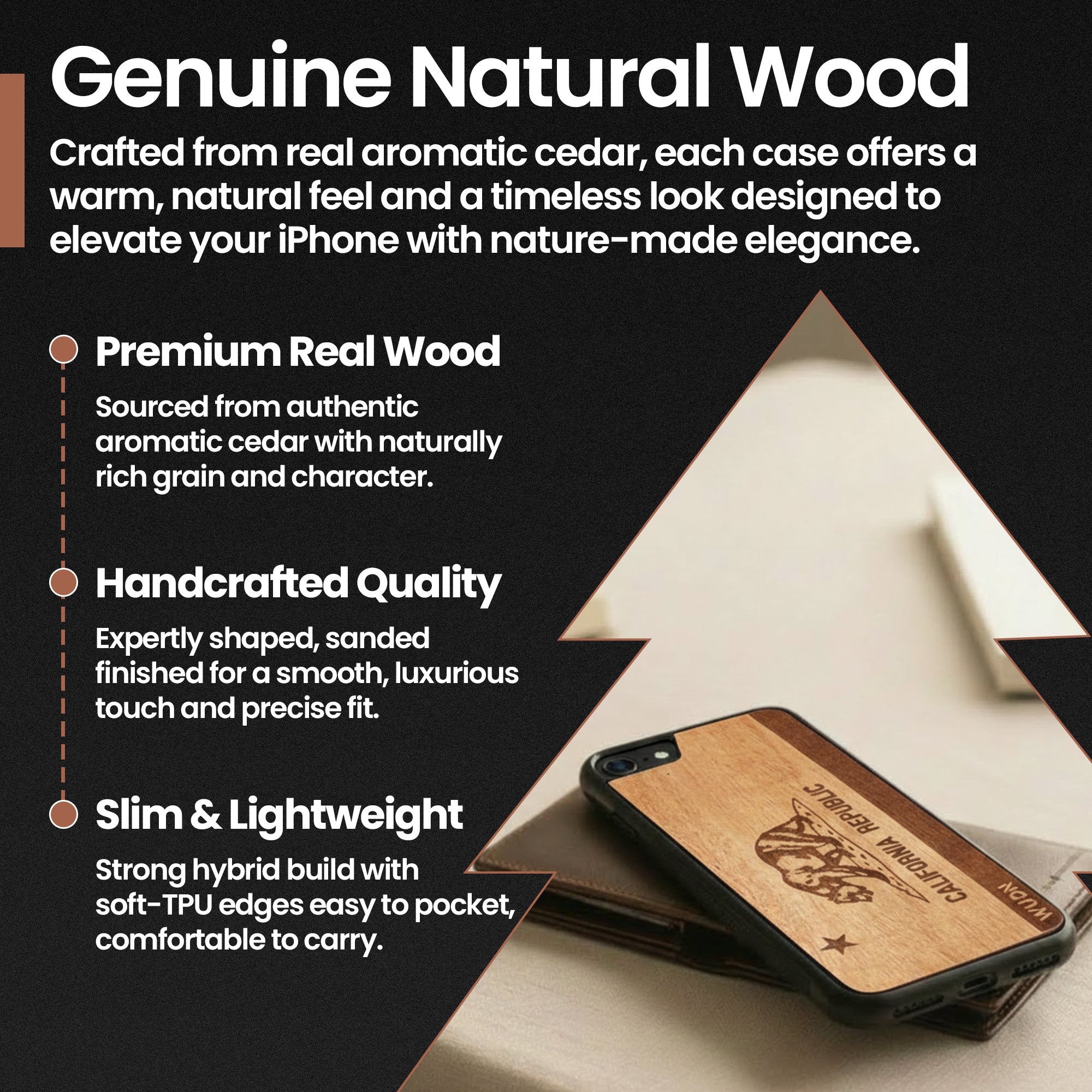 Slim Wooden iPhone Case | California Republic in Mahogany