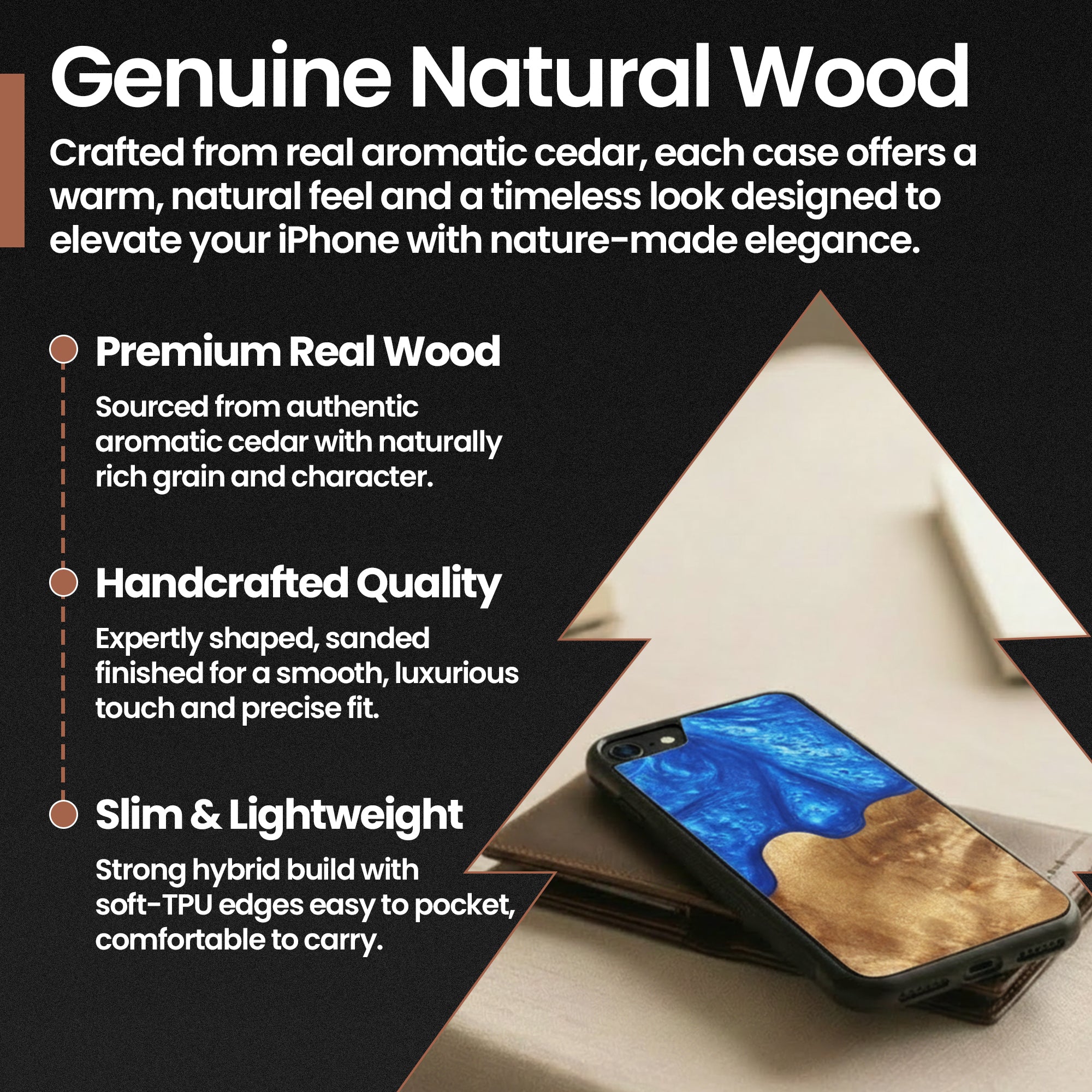 Slim Resin & Wood iPhone Case (Coastline Collection - Diver's Blue)