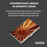 Wooden Business Card Holder Japanese Naval Ensign Flag in Aromatic Cedar
