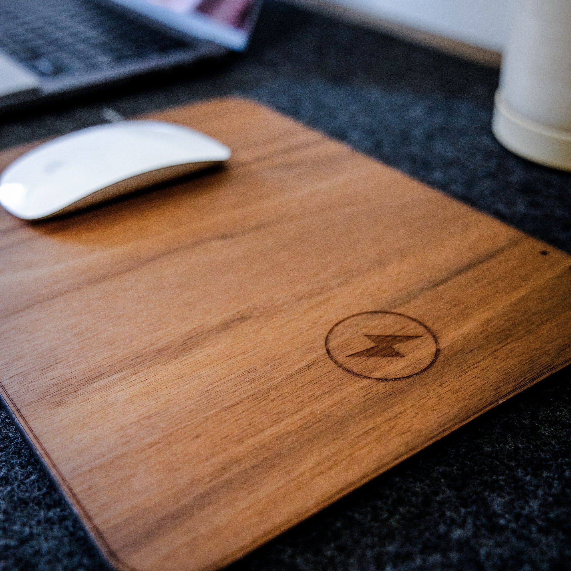 Oversize Wood Mousepad with 15 watt Wireless Fast Charger