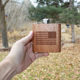 6 oz Wooden American Flag Hip Flask