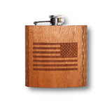 6 oz Wooden American Flag Hip Flask