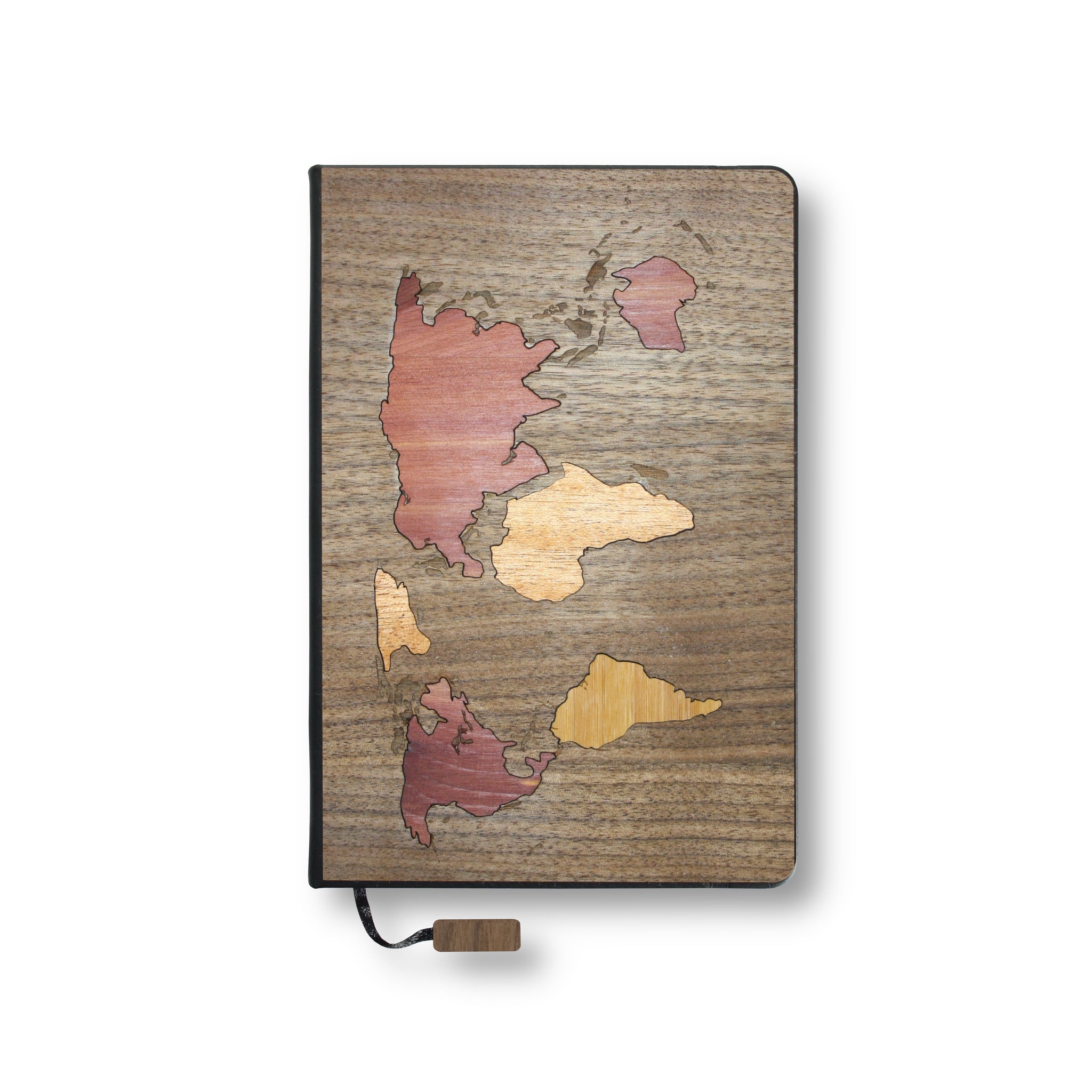 Handcrafted Wood Journal / Planner (World Map Inlay - Black Walnut)