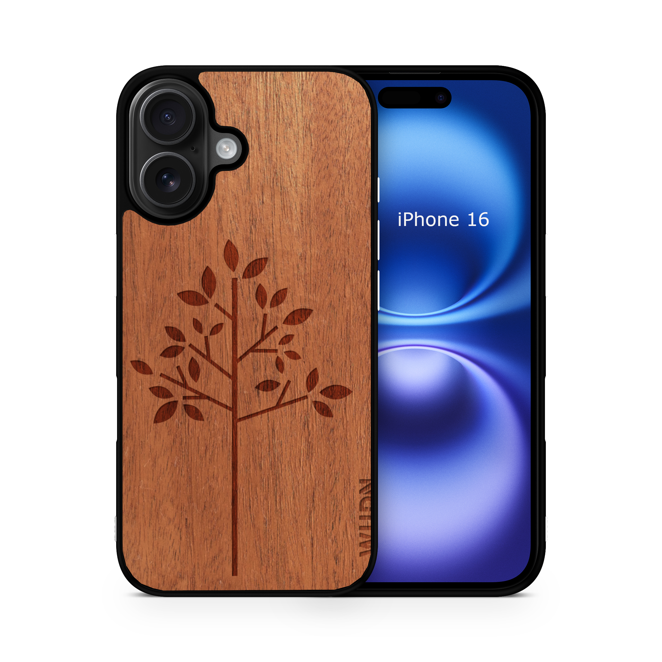 Slim Wooden Phone Case (Simple Tree in Mahogany)