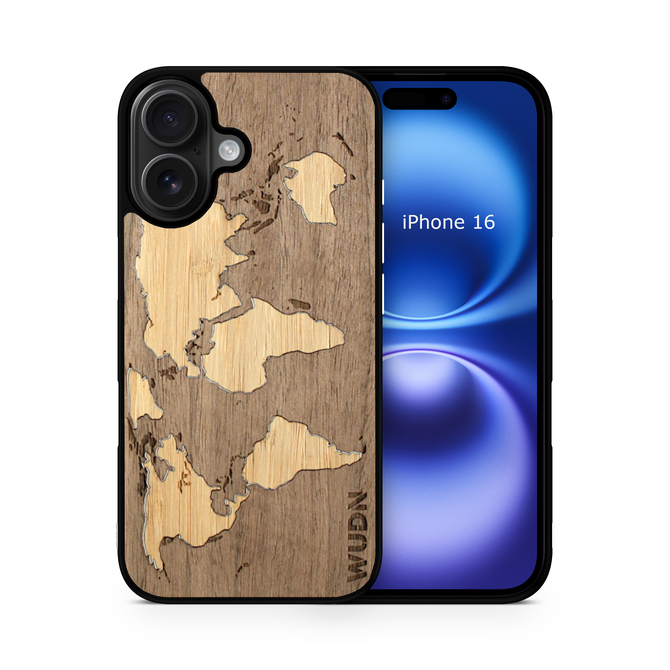 Slim Wooden iPhone Case (World Map Traveler - Walnut Ocean)