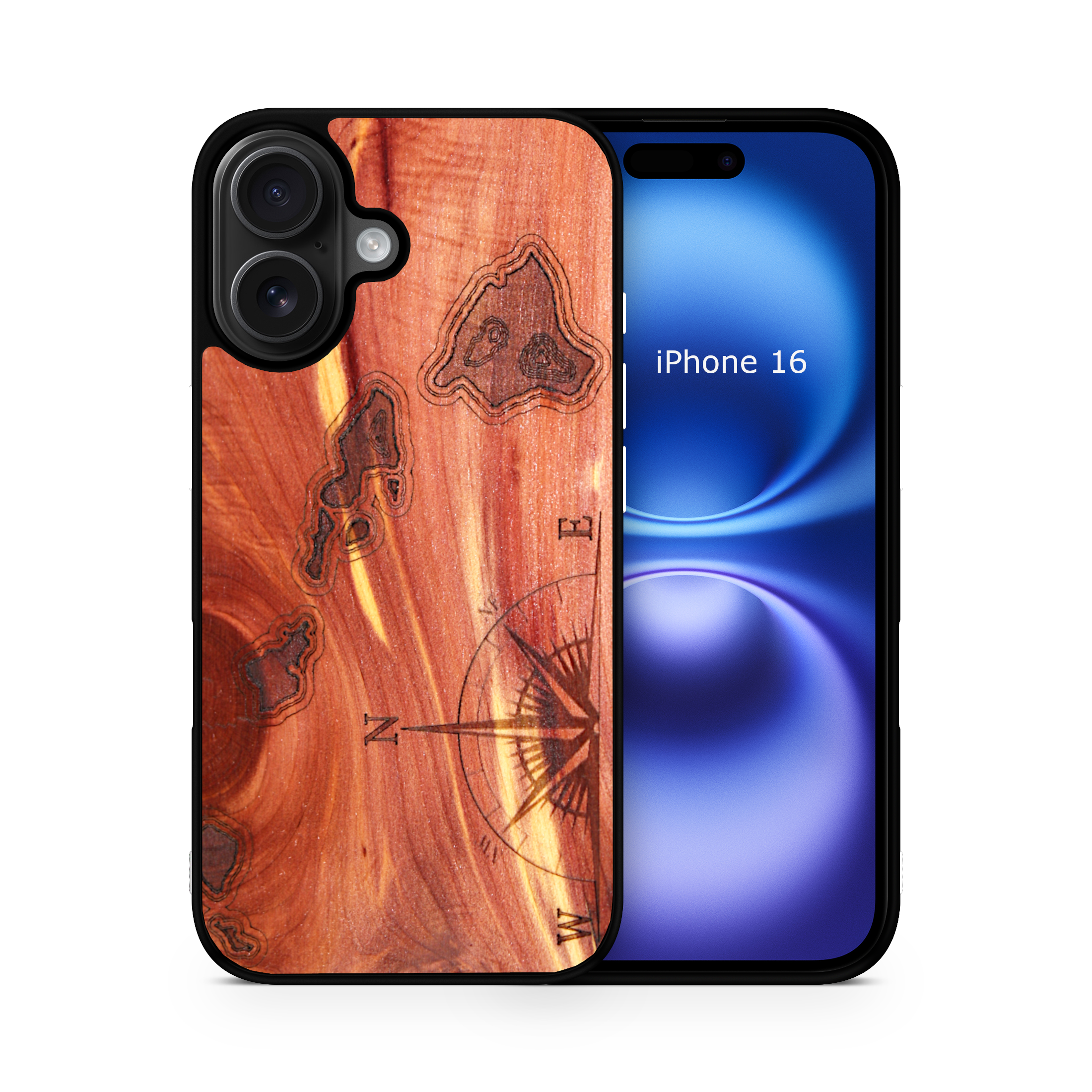 Slim Wooden iPhone Case (Hawaiian Islands in Aromatic Cedar)