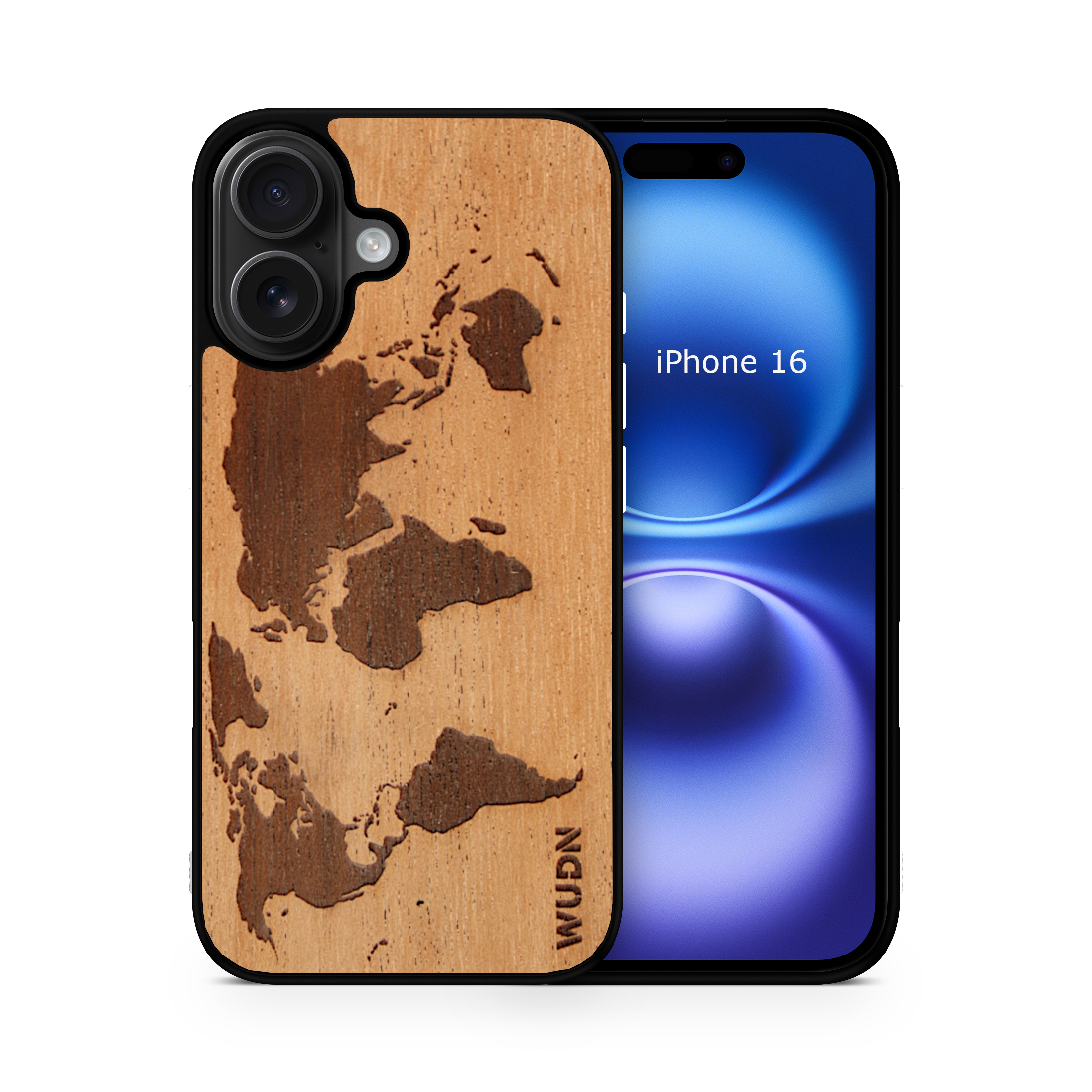 Slim Wooden iPhone Case (World Map Traveler in Mahogany)