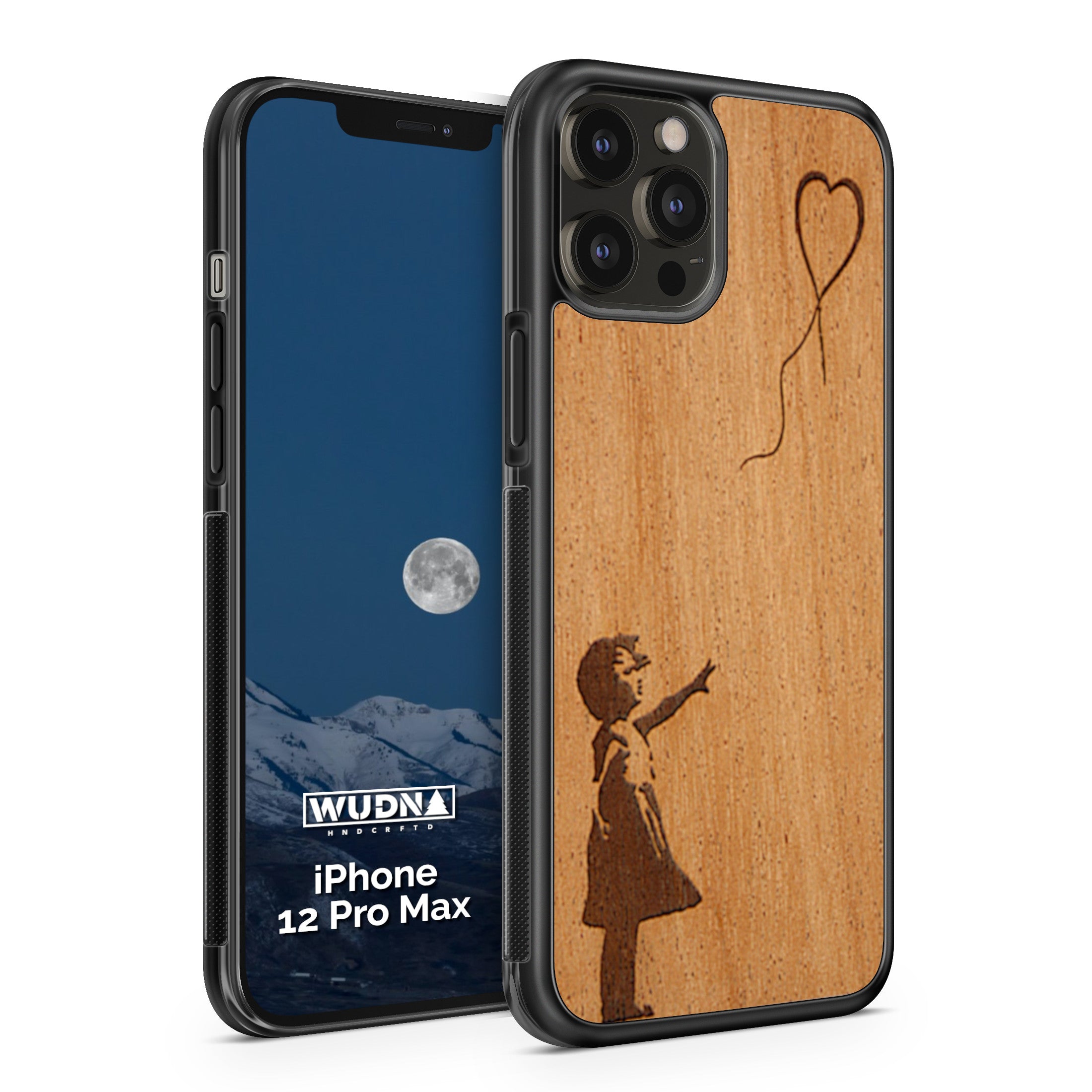 Slim Wooden Phone Case (Banksy Girl With a Balloon in Mahogany)