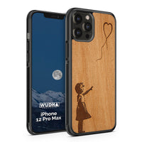 Slim Wooden Phone Case (Banksy Girl With a Balloon in Mahogany)
