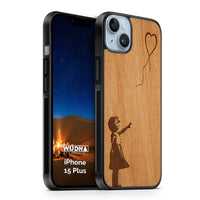 Slim Wooden Phone Case (Banksy Girl With a Balloon in Mahogany)