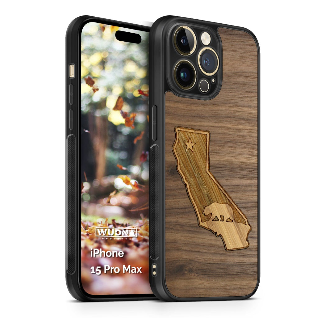 Slim Wooden iPhone Case | California Republic in Black Walnut & Bamboo