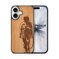 Slim Wooden Phone Case (Banksy Astronaut in Mahogany)