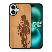 Slim Wooden Phone Case (Banksy Astronaut in Mahogany)