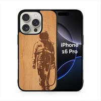 Slim Wooden Phone Case (Banksy Astronaut in Mahogany)