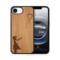 Slim Wooden Phone Case (Banksy Girl With a Balloon in Mahogany)