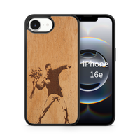 Slim Wooden Phone Case (Banksy Molotov Flowers in Mahogany)