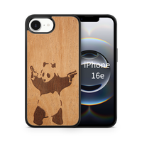 Slim Wooden Phone Case (Banksy Bad Panda in Mahogany)